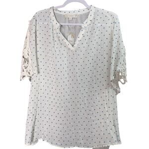Weekend By Suzanne Betro Womens Plus 2X Tunic Top Lace Appliqué Rayon Shirt NEW